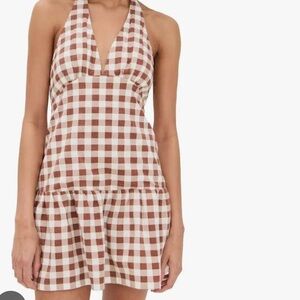 Brown Gingham Free People Dress